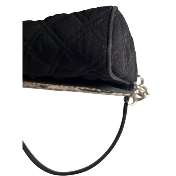 Vera Bradley Black Quilted Embroidered Floral Handbag With Strap & Snap Closure - Picture 8 of 8